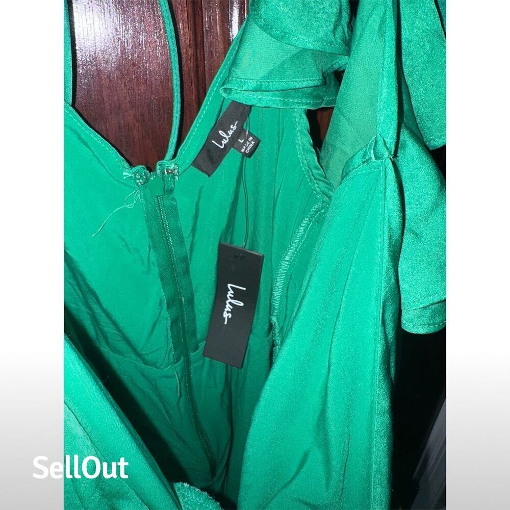 NWT Lulus Women's Green Daytime Darling Mini Dress‎ Ruffled Sleeves Party - Picture 6 of 13
